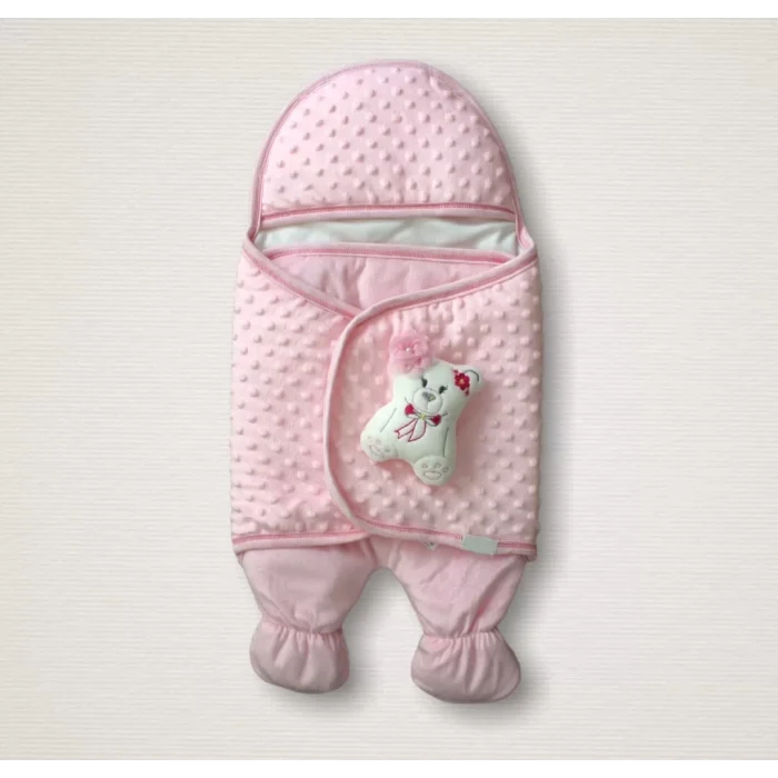 Luz&Pos Yenidoğan Oyuncaklı Topçikli Kız Erkek Bebek Ayaklı Kundak Bebek Battaniyesi Pembe