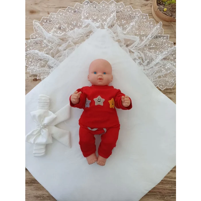 Luz&Pos Yenidoğan Sahra My Princess Nakışlı Lüks Kundak Bebek Battaniyesi Ekru