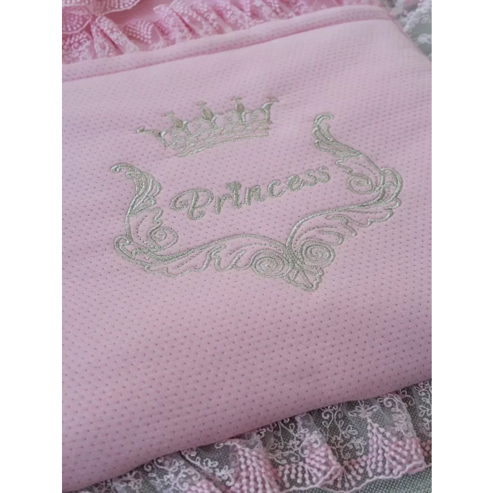 Luz&Pos Yenidoğan Sahra Taç Nakışlı Trilüks 2li Alt Açma Seti Pembe