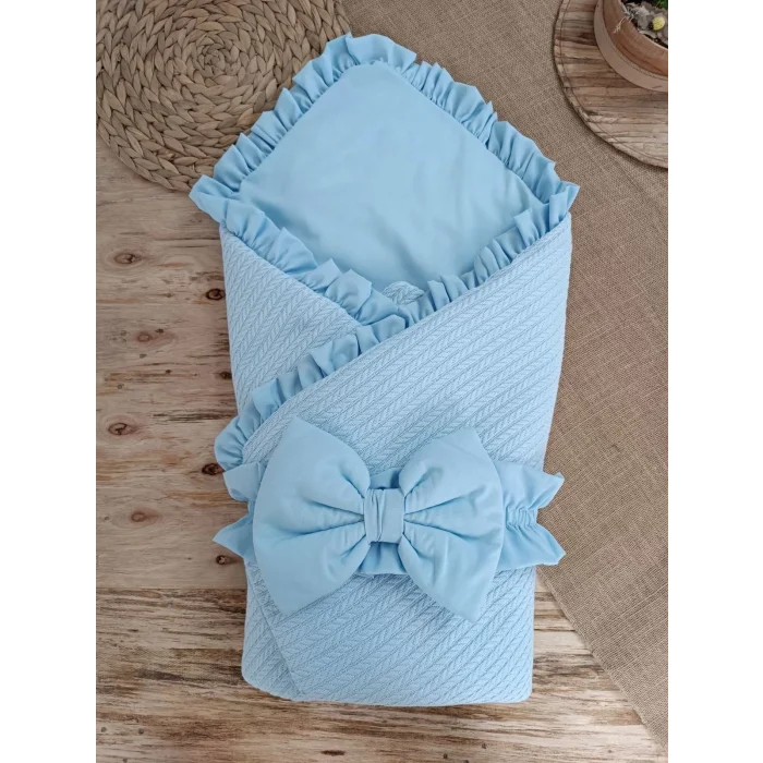 Luz&Pos Yenidoğan Tericotton Kumaş Multi Mevsimlik Bebek Battaniyesi Kundak Mavi