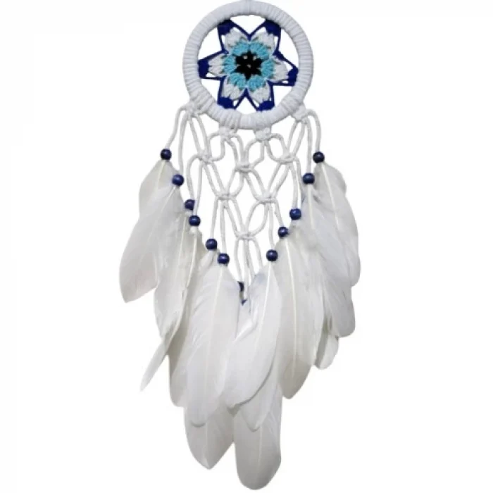 Yıldız Motifli Kuş Tüylü Makrome Duvar Süsü