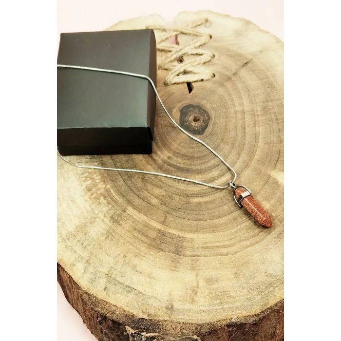 Yıldız Taşı Doğal Taşı Zincirli El Yapımı Tasarımlı Kolye Uç: 3,5 cm Zincir: 20 cm Kutulu