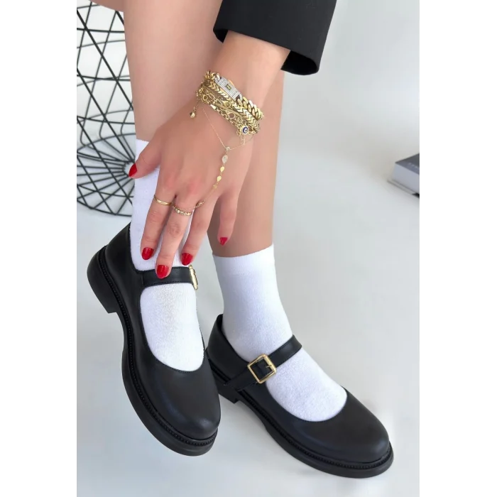 Yokox Siyah Cilt Oxford Ayakkabı