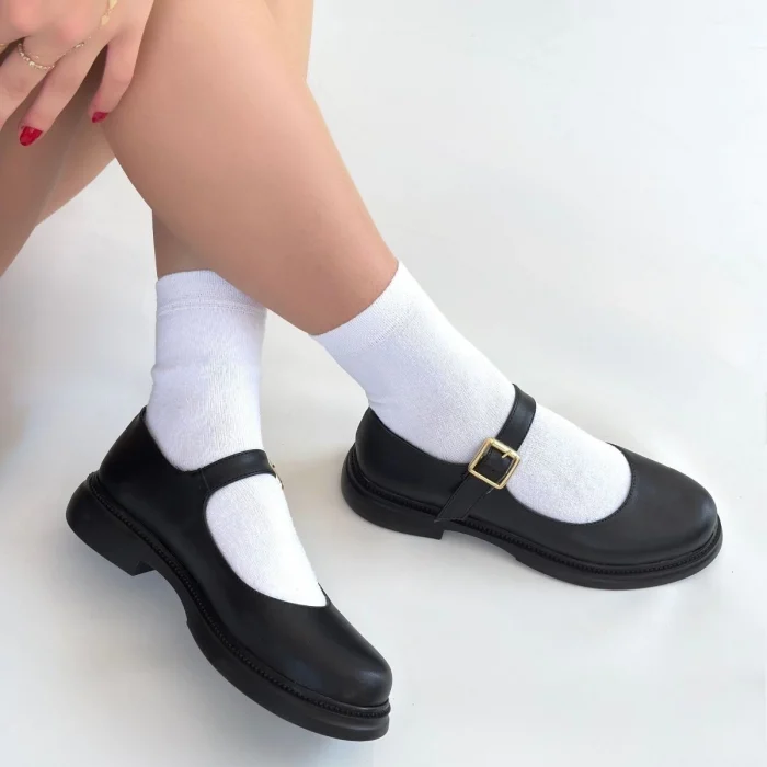 Yokox Siyah Cilt Oxford Ayakkabı