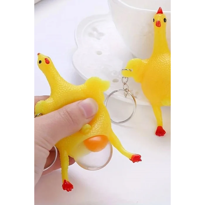 Yumurtlayan Eğlenceli Tavuk Anahtarlık Stres Topu Hediyelik Oyuncak Çanta Süsü
