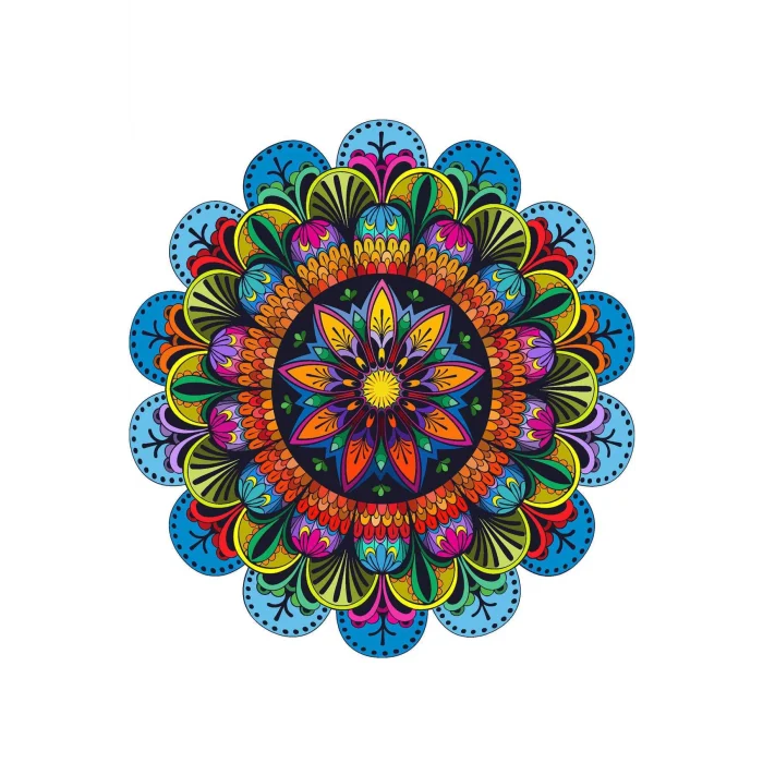 Yuvarlak Etnik Desenli Duck Kumaş Masa Örtüsü 150X150 Cm