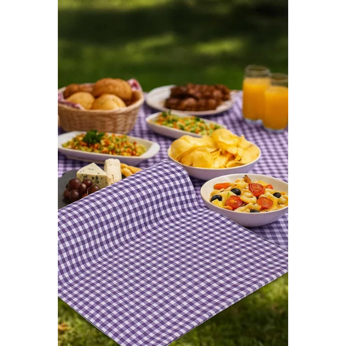 Zefir Desen Sofra Bezi Masa Örtüsü 170 x 170 Cm Lila