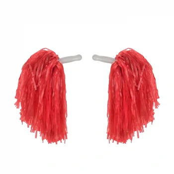 1 Çift ( 2 Adet ) Kırmızı Renk 23 Nisan Gösteri Ponponu