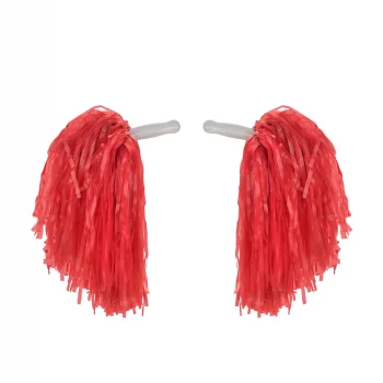 1 Çift ( 2 Adet ) Kırmızı Renk 23 Nisan Gösteri Ponponu