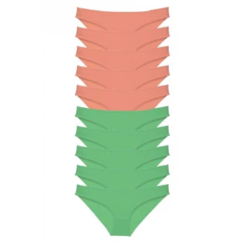 10 adet Eko Set Likralı Kadın Slip Külot Pudra Yeşil