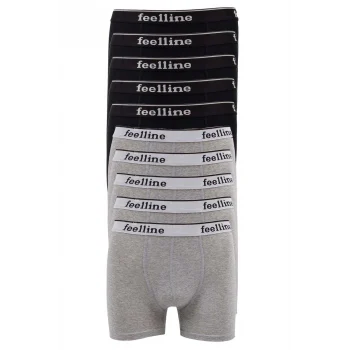 10 adet Feelline Siyah ve Gri Pamuklu Doğal Likralı Erkek Boxer