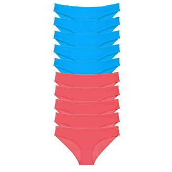 10 adet Süper Eko Set Likralı Kadın Slip Fuşya Mavi