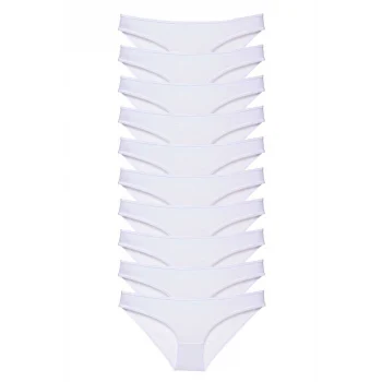 10 adet Süper Eko Set Likralı Kadın Slip Külot Beyaz