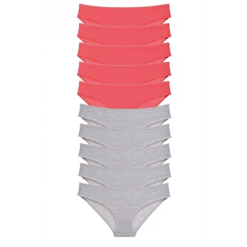 10 adet Süper Eko Set Likralı Kadın Slip Külot Fuşya Gri