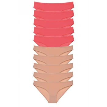 10 adet Süper Eko Set Likralı Kadın Slip Külot Fuşya Ten