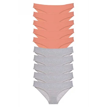 10 adet Süper Eko Set Likralı Kadın Slip Külot Pudra Gri