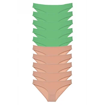 10 adet Süper Eko Set Likralı Kadın Slip Külot Yeşil Ten