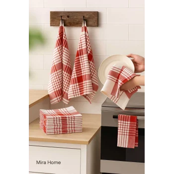 10 lu Lüks Bulaşık Kurulama Bezi ve Mutfak Peçetesi 50x70 Cm Daily Kırmızı