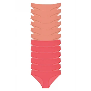 12 adet Eko Set Likralı Kadın Slip Külot Pudra Fuşya