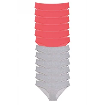 12 adet Süper Eko Set Likralı Kadın Slip Külot Fuşya Gri