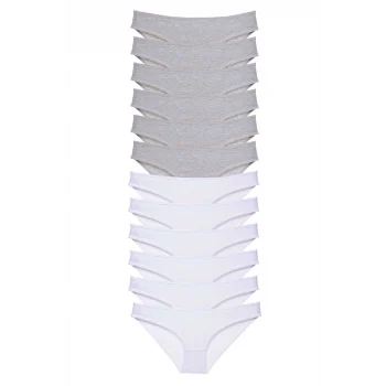 12 adet Süper Eko Set Likralı Kadın Slip Külot Gri Beyaz