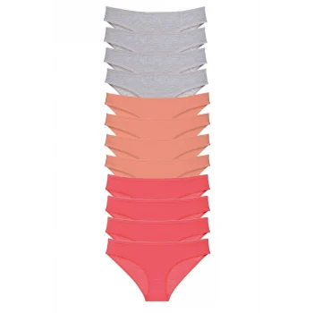 12 adet Süper Eko Set Likralı Kadın Slip Külot Gri Pudra Fuşya