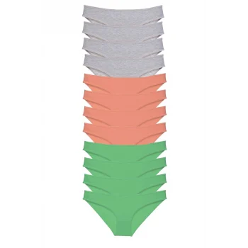 12 adet Süper Eko Set Likralı Kadın Slip Külot Gri Pudra Yeşil