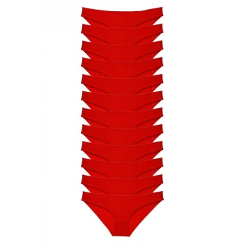 12 adet Süper Eko Set Likralı Kadın Slip Külot Kırmızı