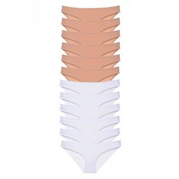 12 adet Süper Eko Set Likralı Kadın Slip Külot Ten Beyaz