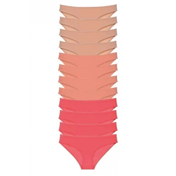 12 adet Süper Eko Set Likralı Kadın Slip Külot Ten Pudra Fuşya