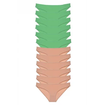 12 adet Süper Eko Set Likralı Kadın Slip Külot Yeşil Ten