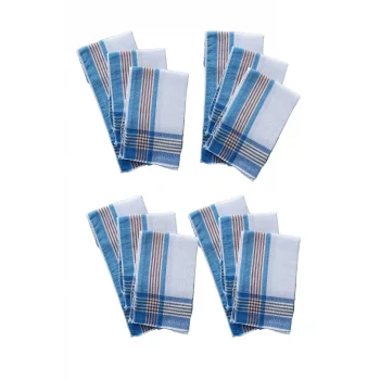 12 li El Cep Yaka Kumaş Mendil 30x30 Cm 100 Pamuklu Şah