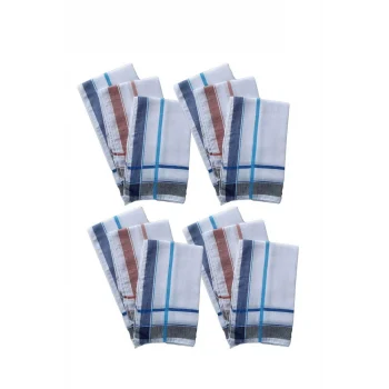 12 li El Cep Yaka Kumaş Mendil 36x36 Cm 100 Pamuklu TM02