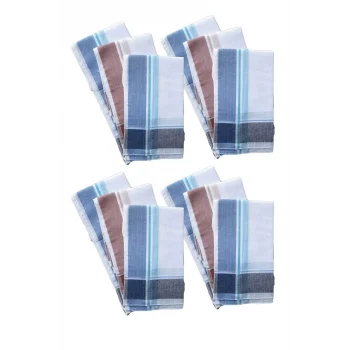 12 li El Cep Yaka Kumaş Mendil 36x36 Cm 100 Pamuklu TM03