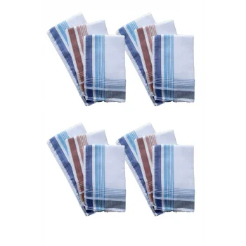 12 li El Cep Yaka Kumaş Mendil 36x36 Cm 100 Pamuklu TM04