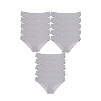 15 adet Süper Eko Set Likralı Kadın Slip Külot Gri