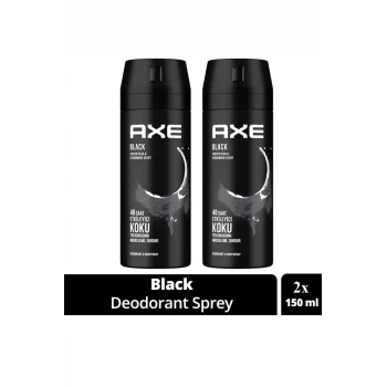 2 Adet Axe Erkek Deodorant & Bodyspray Black 48 Saat Etkileyici Koku Vücut Spreyi 150 ml