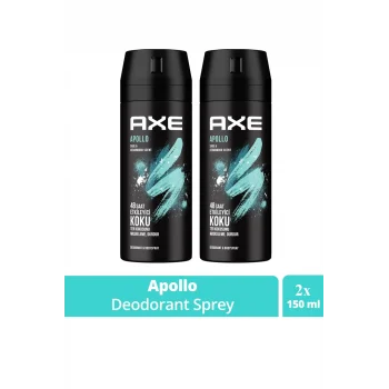 2 Adet Axe Erkek Sprey Deodorant Apollo 48 Saat Etkileyici Koku Vücut Spreyi 150 ml
