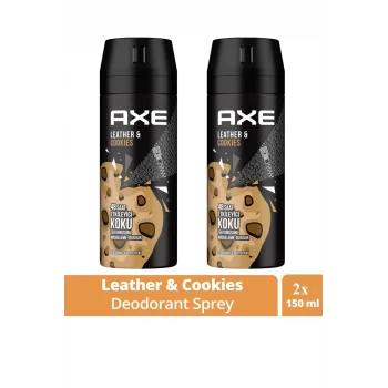 2 Adet Axe Erkek Sprey Deodorant Leather & Cookies 48 Saat Etkileyeci Koku 150 ml