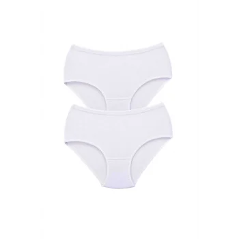 2 Adet Tutku Kadın Yüksek Bel Bato Kalın Lastik Külot Beyaz