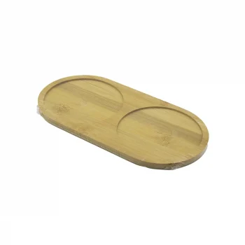 2 Bölmeli   Oval  Ahşap Bambu Yağdanık Altlık  12x24x0.8cm
