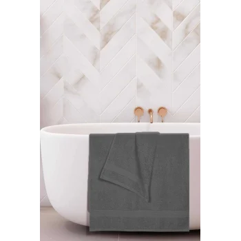 2 li Banyo Havlu Takımı %100 Pamuklu Dry Antrasit