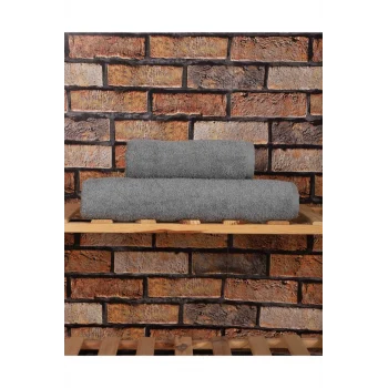 2 Parça &#37;100 Pamuklu Soft Lüx Banyo Havlu Seti Gri