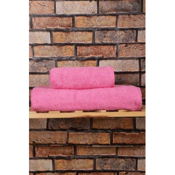 2 Parça &#37;100 Pamuklu Soft Lüx Banyo Havlu Seti Pembe