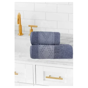 2 Parça Banyo Havlu Takımı &#37;100 Pamuklu Lina Desen Antrasit