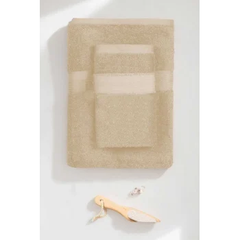 2 Parça Battal Lüks Premium Banyo Spa Havlu Takımı 90x170 Cm Bej