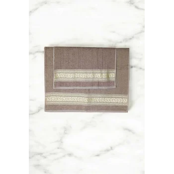 2 Parça Elysium Premium Banyo Havlu Seti  %100 Pamuk 70x140 Cm Kahve