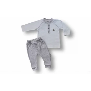 Luz&Pos 3-6 6-9 9-12 Ay Melanjlı Uzun Kollu Sweatli 2li Erkek Bebek Takımı Mavi