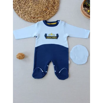 Luz&Pos 3-6 9-12 12-18 Ay Özel Kuvvetler Nakışlı Bere Şapkalı Kız Erkek Bebek Tulumu Lacivert