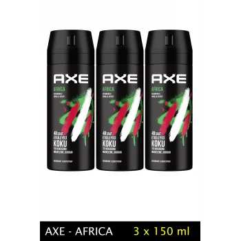3 Adet Axe Africa Erkek Deodorant Sprey 150 ml